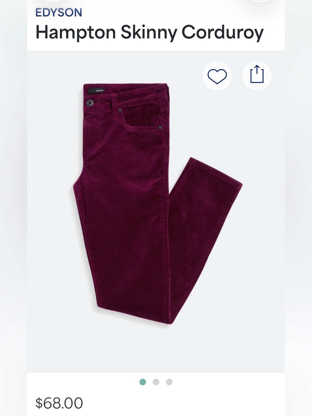 Women's Skinny Corduroy Pants in Plum